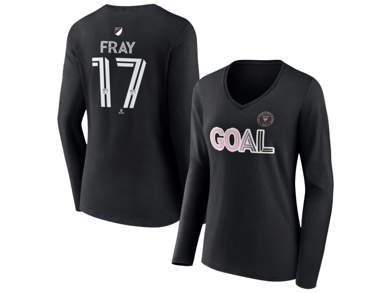 Women's Inter Miami CF Goal #17 Ian Fray V-Neck Long Sleeve T-Shirt - Black