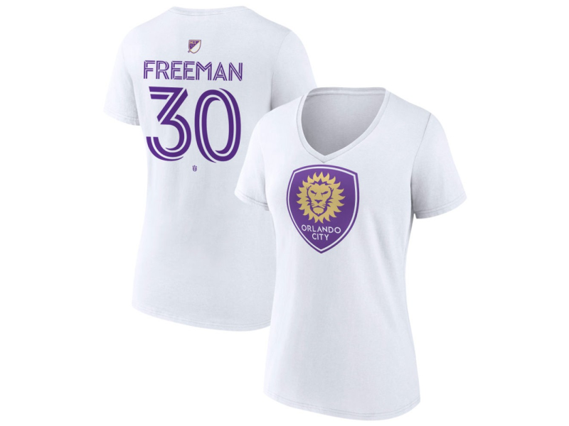 Women's Orlando City SC Authentic Stack #30 Alex Freeman V-Neck T-Shirt - White