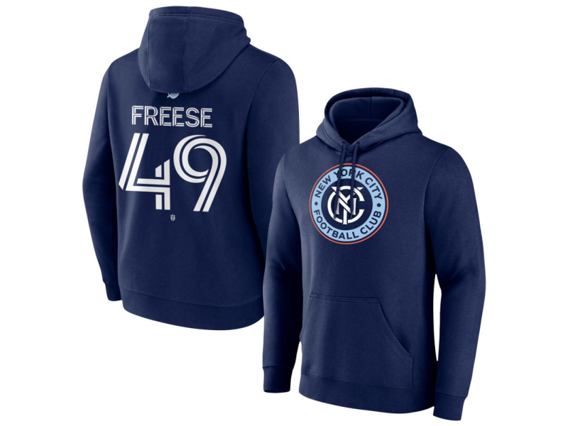 Men's New York City FC #49 Matt Freese Team Authentic Pullover Hoodie - Navy