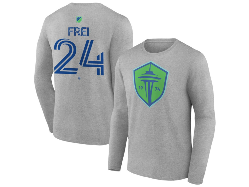 Men's Seattle Sounders FC Authentic Stack #24 Stefan Frei Long Sleeve T-Shirt - Gray