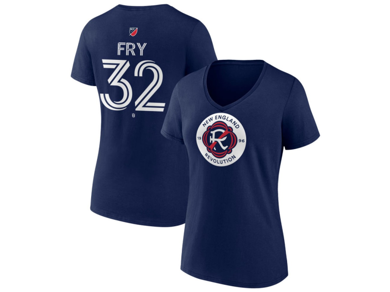 Women's New England Revolution #32 Malcolm Fry Team Authentic V-Neck T-Shirt - Navy