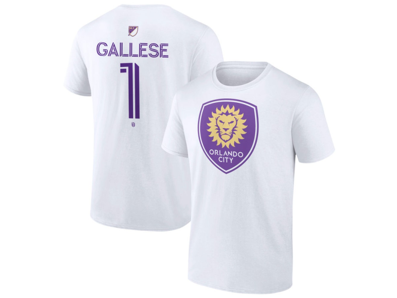 Men's Orlando City SC Authentic Stack #1 Pedro Gallese T-Shirt - White