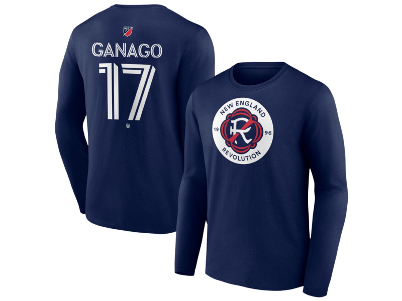 Youth New England Revolution #17 Ignatiius Ganago Team Authentic Long Sleeve T-Shirt - Navy