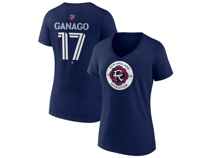 Women's New England Revolution #17 Ignatiius Ganago Team Authentic V-Neck T-Shirt - Navy