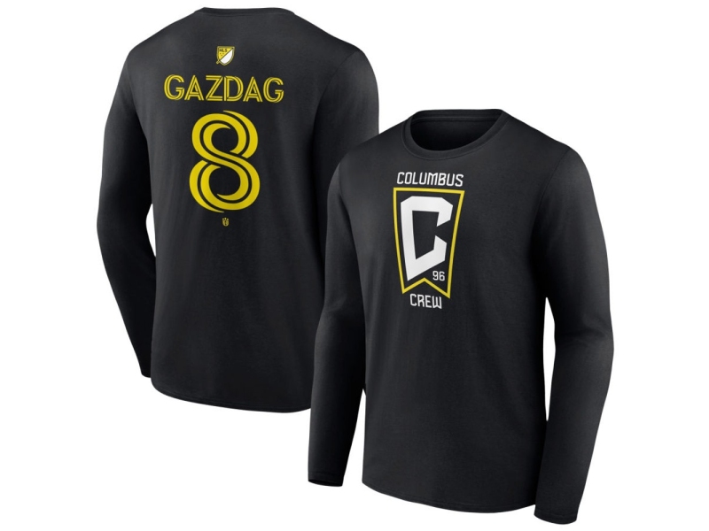 Men's Columbus Crew #8 Daniel Gazdag Team Authentic Long Sleeve T-Shirt - Black