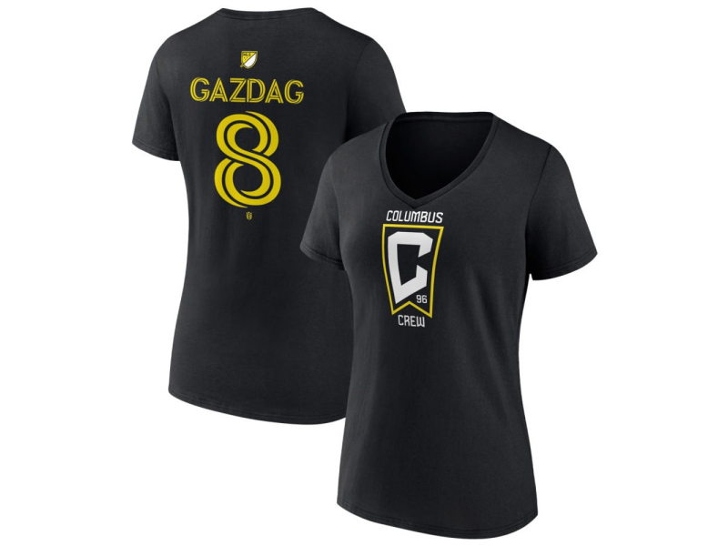 Women's Columbus Crew #8 Daniel Gazdag Team Authentic V-Neck T-Shirt - Black