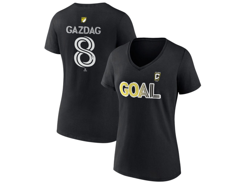 Women's Columbus Crew Goal #8 Daniel Gazdag V-Neck T-Shirt - Black