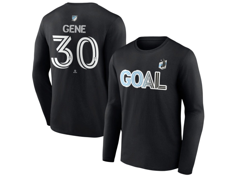 Men's Minnesota United FC Goal #30 Owen Gene Long Sleeve T-Shirt - Black