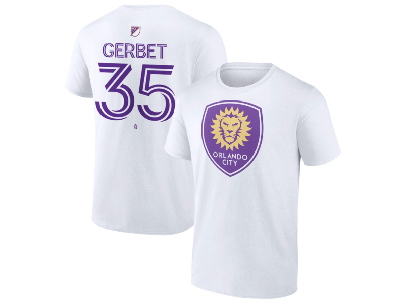 Men's Orlando City SC Authentic Stack #35 Joran Gerbet T-Shirt - White