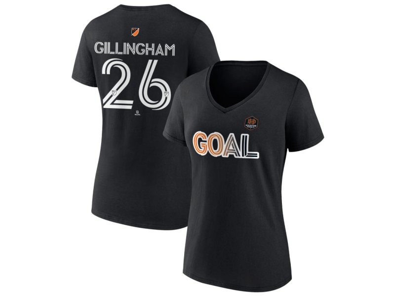 Women's Houston Dynamo FC Goal #26 Blake Gillingham V-Neck T-Shirt - Black