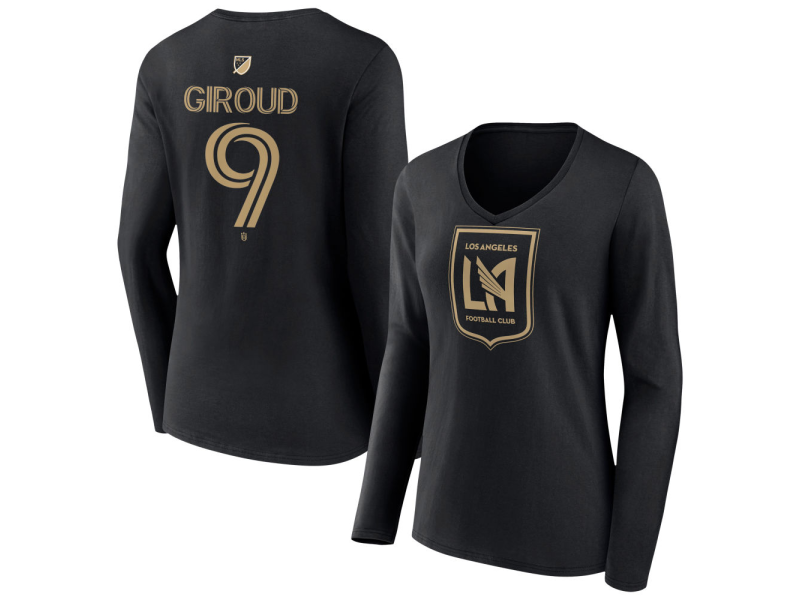 Women's LAFC #9 Olivier Giroud Team Authentic Long Sleeve V-Neck T-Shirt - Black