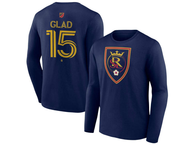 Men's Real Salt Lake #15 Justen Glad Team Authentic Long Sleeve T-Shirt - Navy