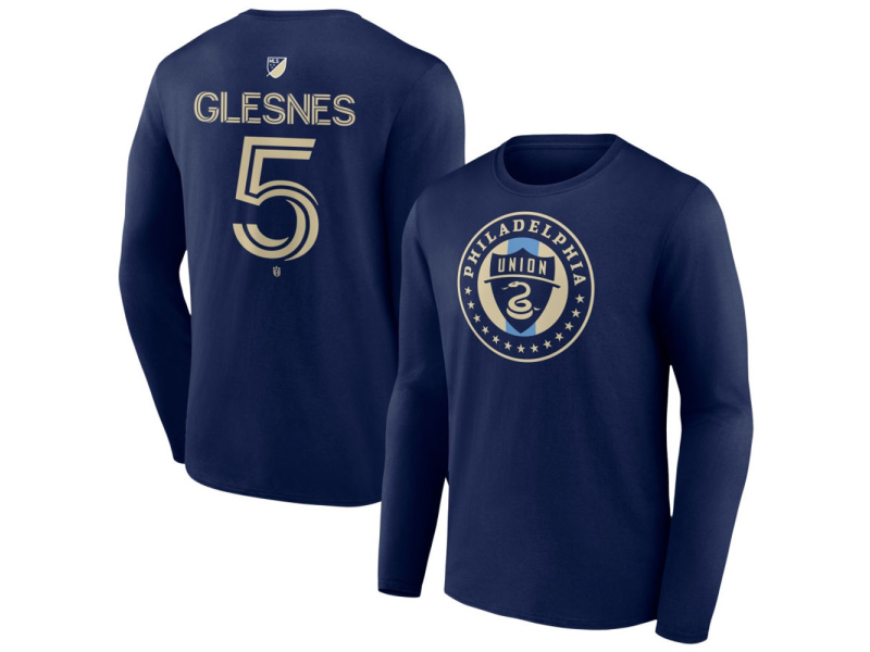 Men's Philadelphia Union #5 Jakob Glesnes Team Authentic Long Sleeve T-Shirt - Navy