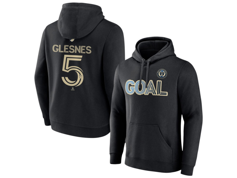 Men's Philadelphia Union Goal #5 Jakob Glesnes Pullover Hoodie - Black