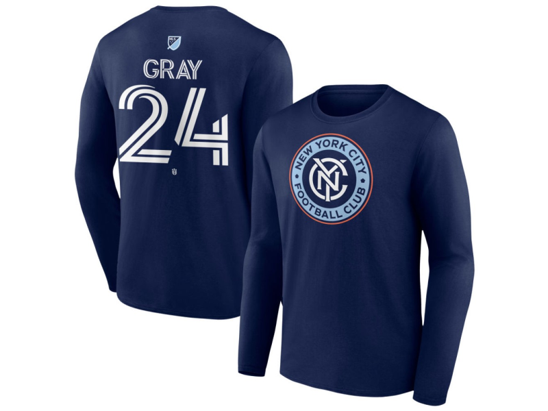 Youth New York City FC #24 Tayvon Gray Team Authentic Long Sleeve T-Shirt - Navy