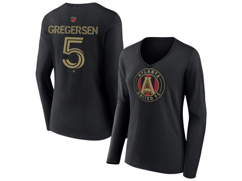Women's Atlanta United FC #5 Stian Gregersen Team Authentic Long Sleeve V-Neck T-Shirt - Black