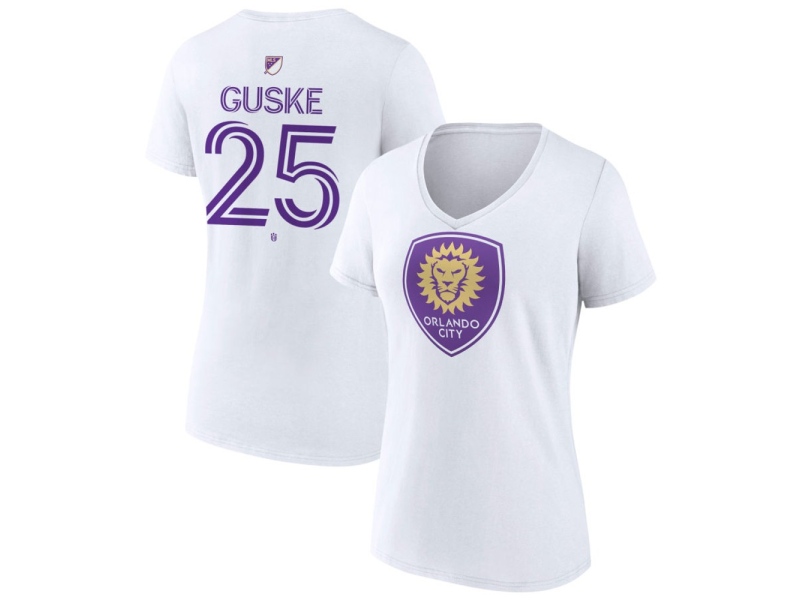 Women's Orlando City SC Authentic Stack #25 Colin Guske V-Neck T-Shirt - White