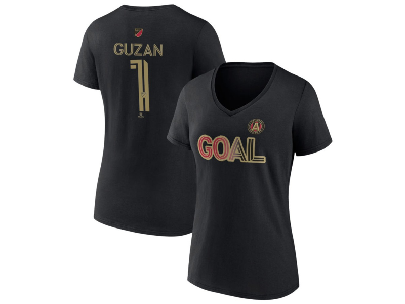 Women's Atlanta United FC Goal #1 Brad Guzan V-Neck T-Shirt - Black