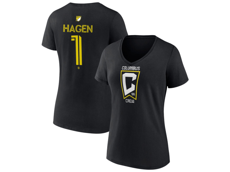 Women's Columbus Crew #1 Nicholas Hagen Team Authentic V-Neck T-Shirt - Black