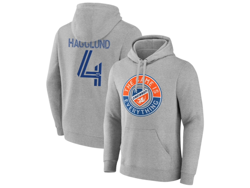 Men's FC Cincinnati The Game Is Everything #4 Nick Hagglund Pullover Hoodie - Gray