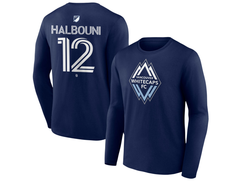 Youth Vancouver Whitecaps FC #12 Belal Halbouni Team Authentic Long Sleeve T-Shirt - Navy
