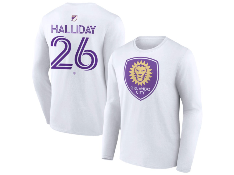 Men's Orlando City SC Authentic Stack #26 Michael Halliday Long Sleeve T-Shirt - White
