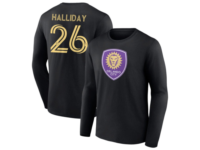 Men's Orlando City SC #26 Michael Halliday Long Sleeve T-Shirt - Black