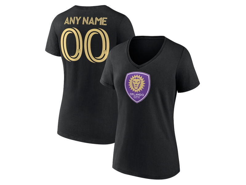 Women's Orlando City SC #26 Michael Halliday V-Neck T-Shirt - Black