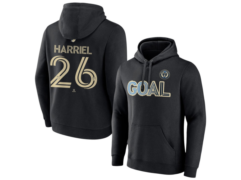Men's Philadelphia Union Goal #26 Nate Harriel Pullover Hoodie - Black