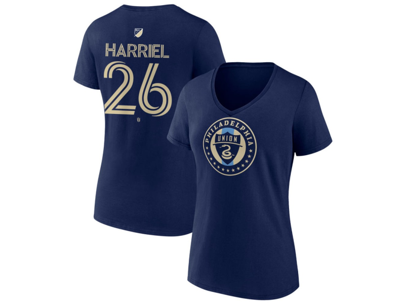 Women's Philadelphia Union #26 Nate Harriel Team Authentic V-Neck T-Shirt - Navy