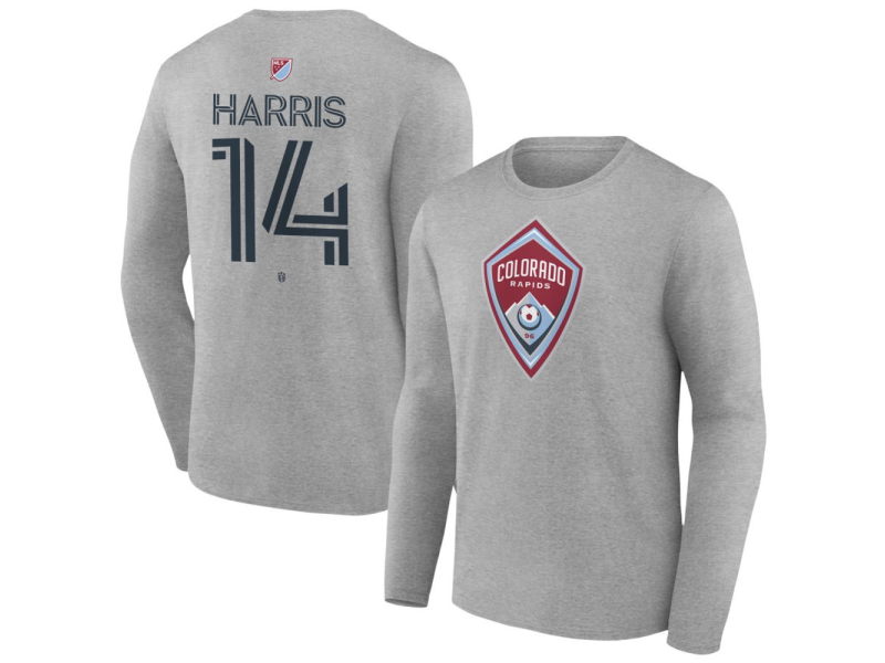 Youth Colorado Rapids #14 Calvin Harris Team Authentic Long Sleeve T-Shirt - Gray
