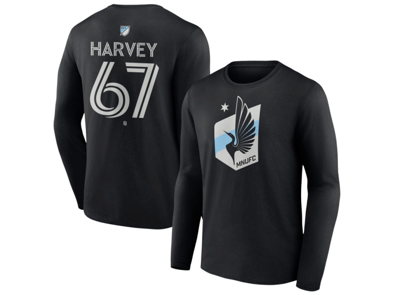 Youth Minnesota United FC #67 Carlos Harvey Team Authentic Long Sleeve T-Shirt - Black