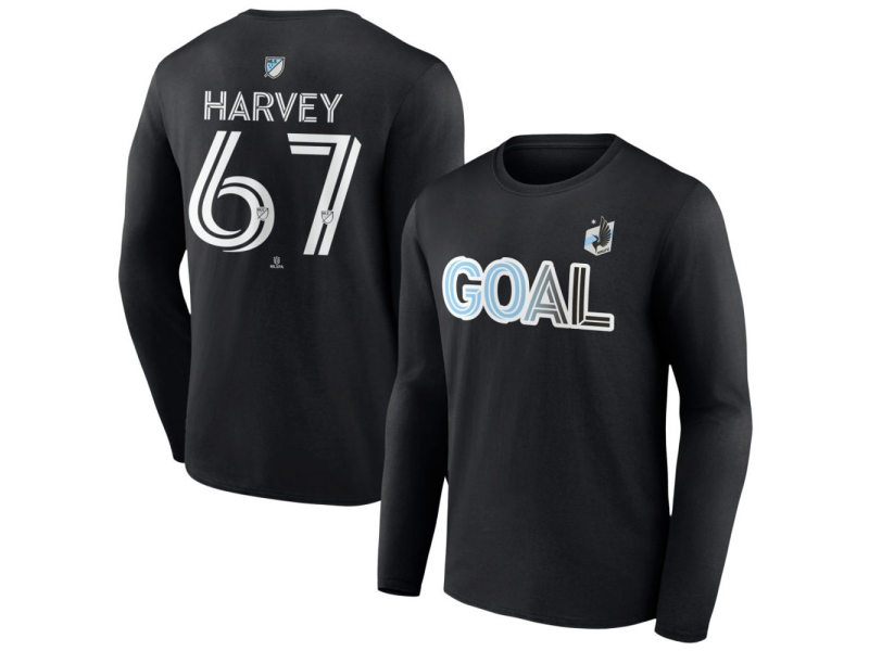 Men's Minnesota United FC Goal #67 Carlos Harvey Long Sleeve T-Shirt - Black