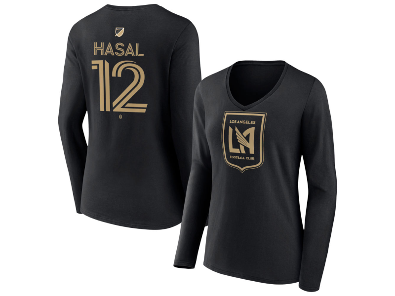 Women's LAFC #12 Thomas Hasal Team Authentic Long Sleeve V-Neck T-Shirt - Black