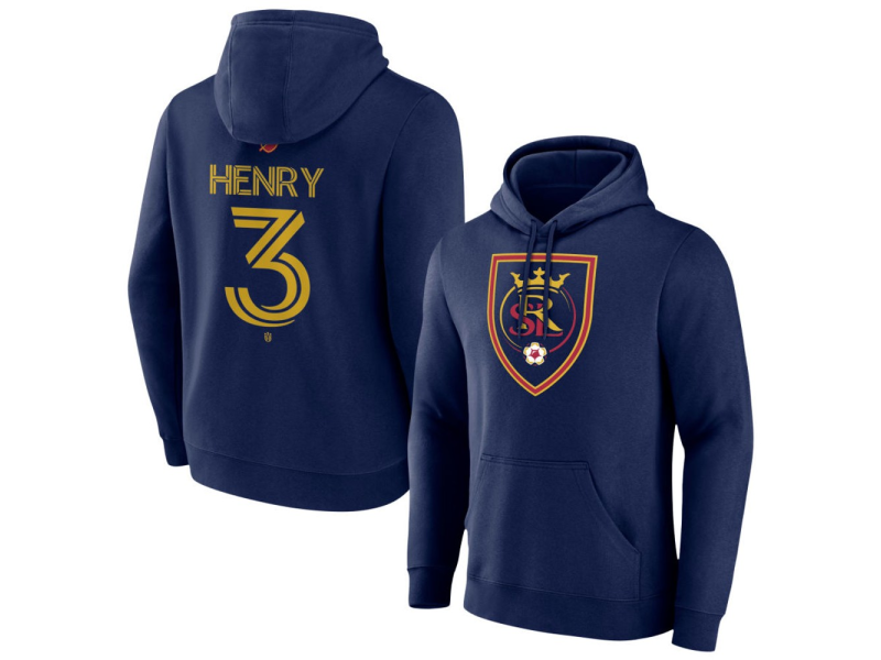 Youth Real Salt Lake #3 Kobi Henry Team Authentic Pullover Hoodie - Navy