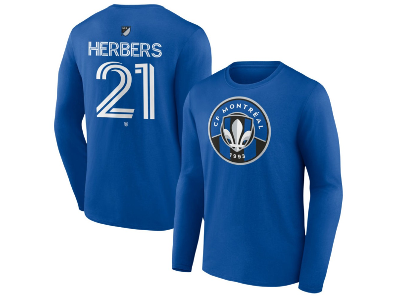 Youth CF Montreal #21 Fabian Herbers Team Authentic Long Sleeve T-Shirt - Royal
