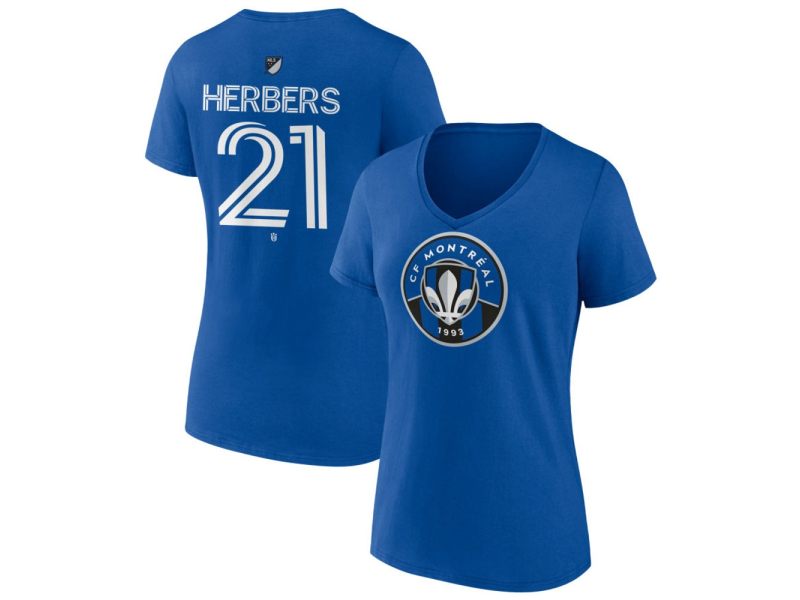 Women's CF Montreal #21 Fabian Herbers Team Authentic V-Neck T-Shirt - Royal