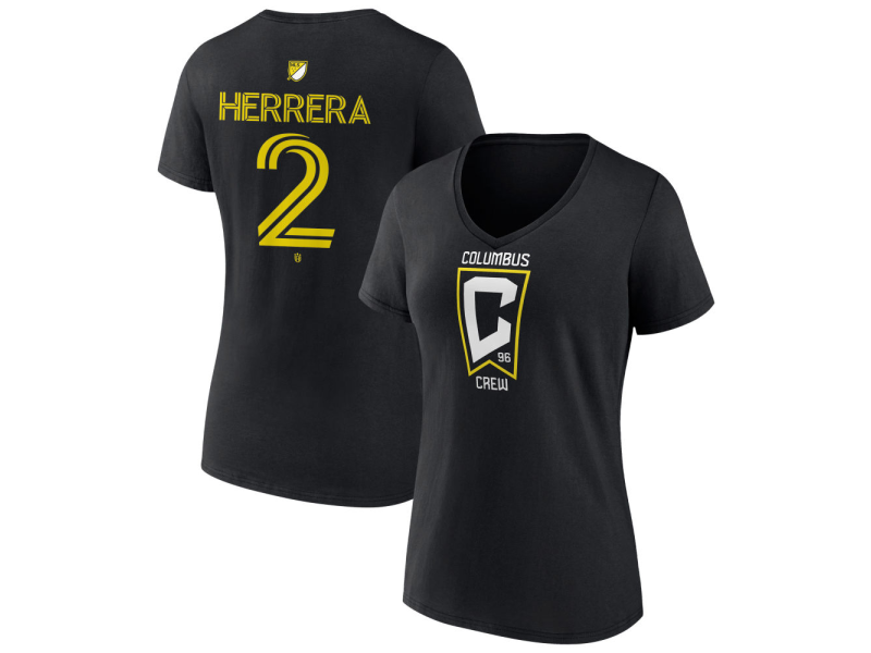 Women's Columbus Crew #2 Andres Herrera Team Authentic V-Neck T-Shirt - Black