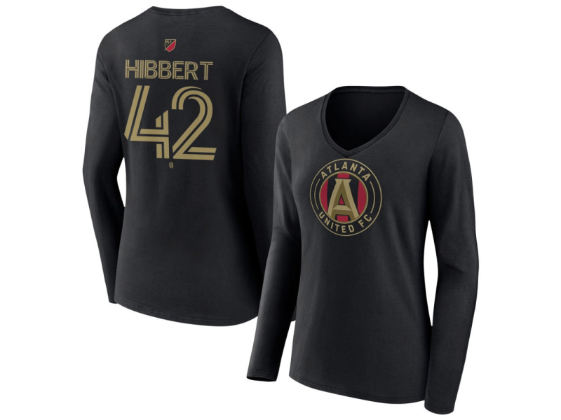Women's Atlanta United FC #42 Jayden Hibbert Team Authentic Long Sleeve V-Neck T-Shirt - Black
