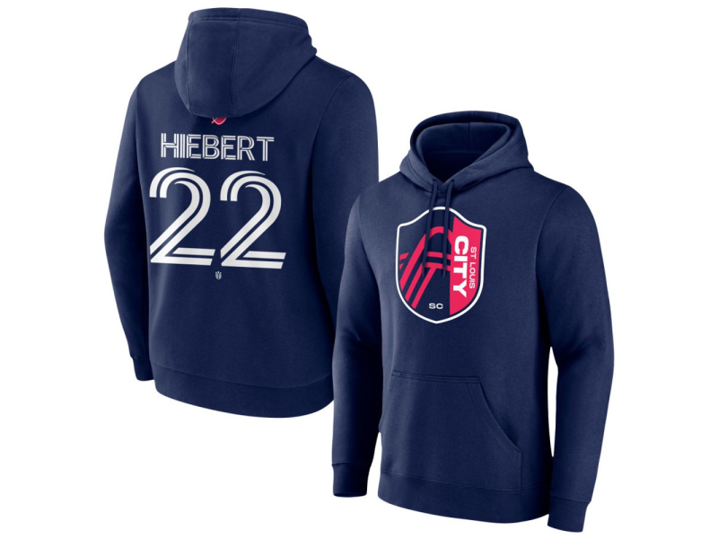 Youth St. Louis City SC #22 Kyle Hiebert Team Authentic Pullover Hoodie - Navy