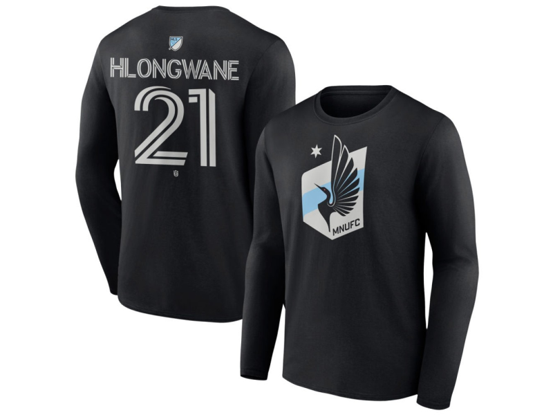 Men's Minnesota United FC #21 Bongokuhle Hlongwane Team Authentic Long Sleeve T-Shirt - Black