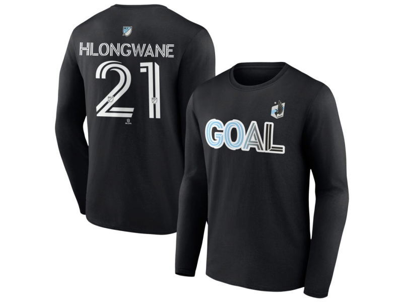 Men's Minnesota United FC Goal #21 Bongokuhle Hlongwane Long Sleeve T-Shirt - Black