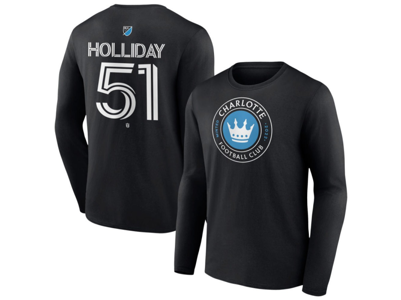 Men's Charlotte FC #51 Nicholas Holliday Team Authentic Long Sleeve T-Shirt - Black