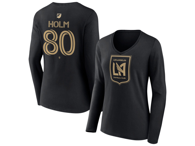 Women's LAFC #80 Odin-Thiago Holm Team Authentic Long Sleeve V-Neck T-Shirt - Black