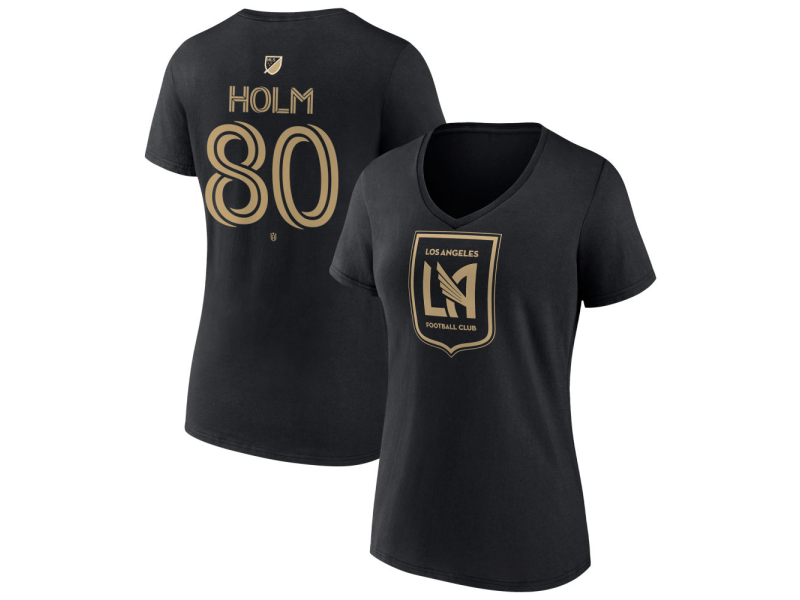 Women's LAFC #80 Odin-Thiago Holm Team Authentic V-Neck T-Shirt - Black