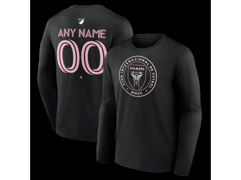Men's Inter Miami CF Authentic Stack Custom Long Sleeve T-Shirt - Black