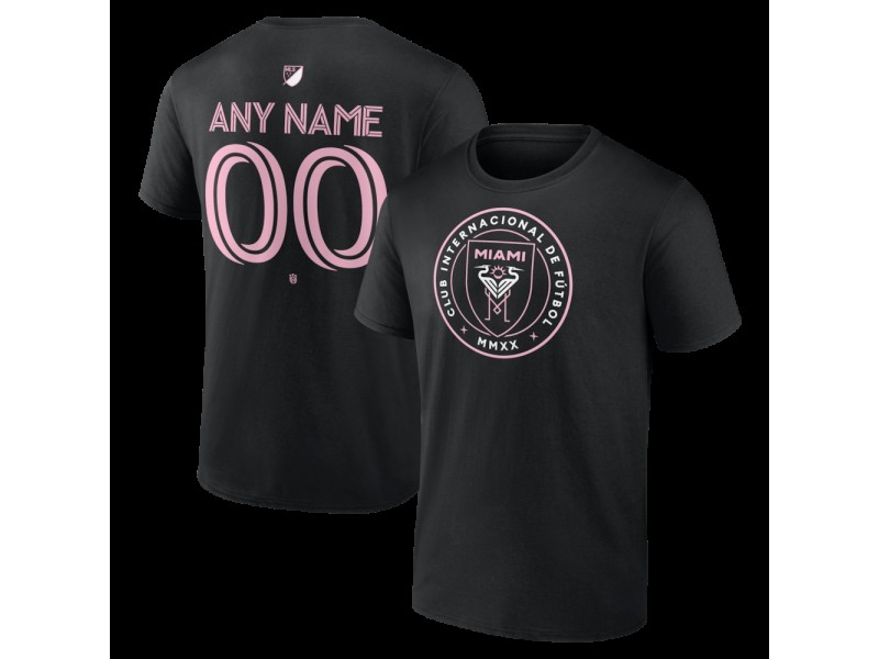 Men's Inter Miami CF Authentic Stack Custom T-Shirt - Black