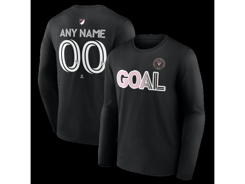 Youth Inter Miami CF Goal Custom Long Sleeve T-Shirt - Black