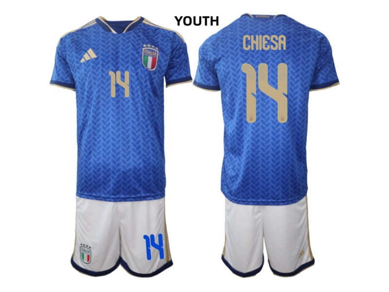 Youth CHIESA Italy 2026 World Cup Home Fan Jersey - Blue