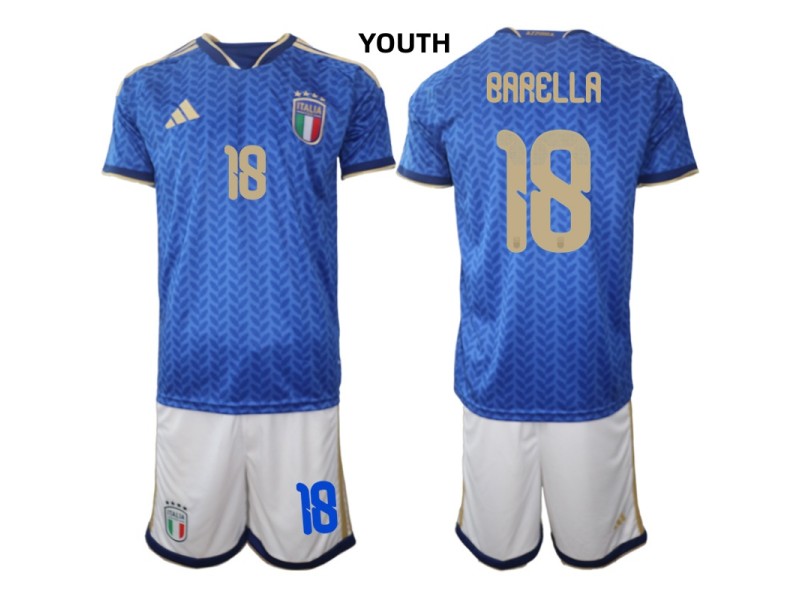 Youth BARELLA Italy 2026 World Cup Home Fan Jersey - Blue